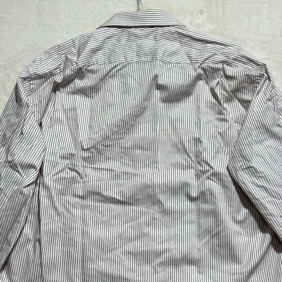Jack Lipson Signature Shirt Long Sleeve White Striped Woven in Italy Mens 17L - Picture 13 of 13